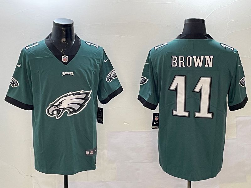 Men 2025 Philadelphia Eagles #11 Brown Green Nike Limited NFL Jersey style 53